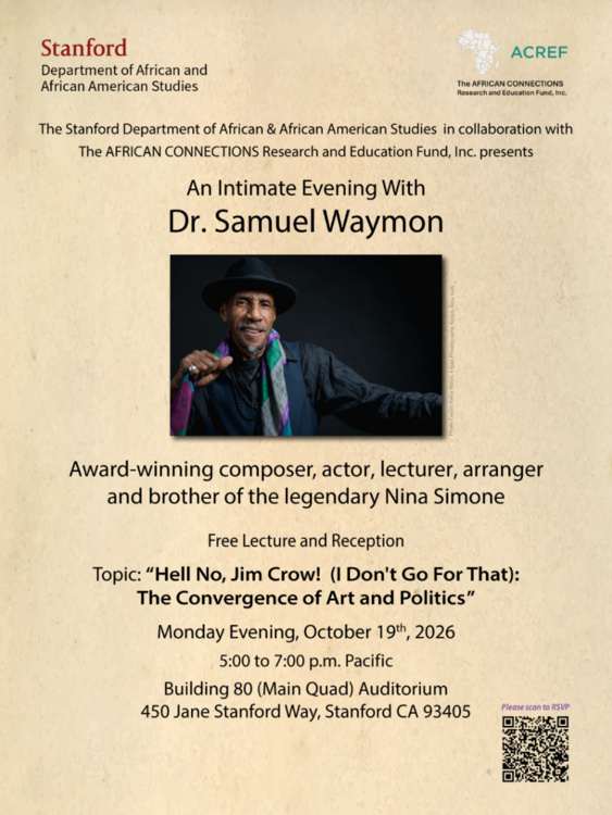 Hell No, Jim Crow! (I Don't Go for That): The Convergence of Art and Politics, An Intimate Evening With Dr. Samuel Waymon at DAAAS