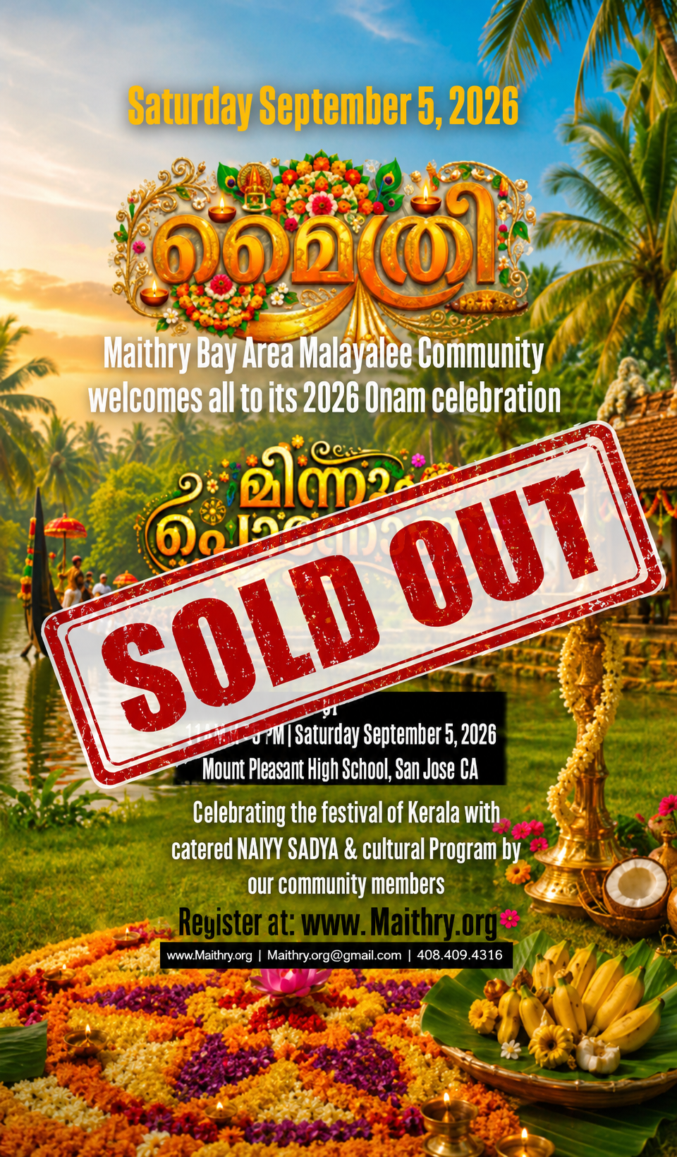 Maithry Onam 2026 — Grand Onam Sadya & Cultural Program